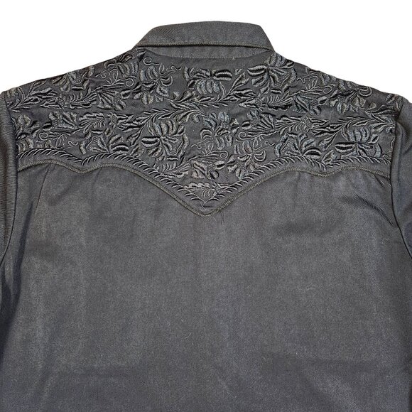 Scully Western Embroidered Flora Flowers Black Button-Up Shirt Medium - Picture 5 of 16